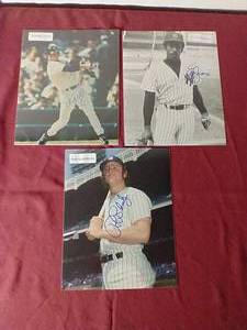 3 Autographed Yankee 8x10 Photos