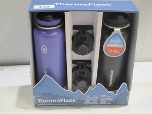lot 438 image: Thermoflask 2 Pack of 40oz Water Bottles with 4 Lids