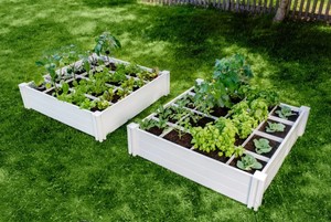 lot 455 image: Vita 4x4x11 Garden Bed with GroGrid - 2 Pack - White