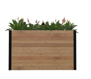 lot 460 image: Vita Mezza 59L x 16W x 32H Large Cedar Parklette Planter, Golden Brown, VT17716