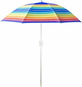 lot 504 image: NEW Nautica 7 Foot Beach Umbrella (Rainbow Stripe)