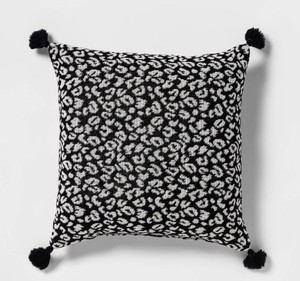 lot 554 image: NEW 5 Pack of Textured Woven Animal Pattern Square Throw Pillows BlackCream - Opalhouse