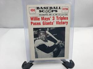 lot 68 image: Willie Mays 1961 3 Triples Paces Giants Nu-Card Scoops #404