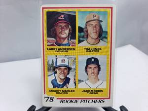 lot 71 image: Larry Anderson, Tim Jones, Mickey Mahler, Jack Morris 1978 Rookie Pitchers Topps 703