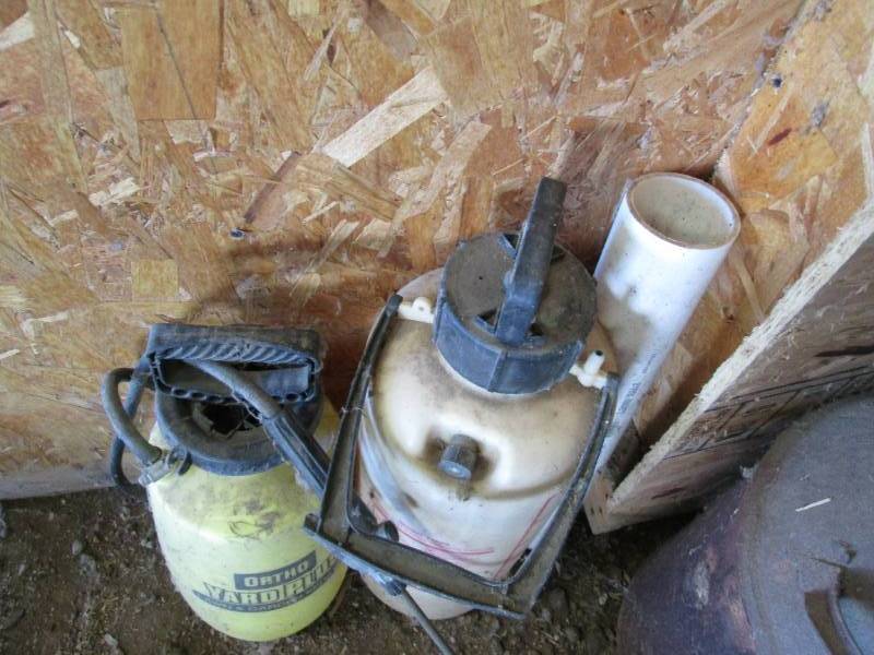2 yard sprayers and pvc pipe...