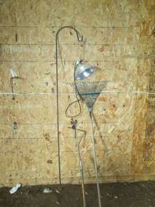 Shepherd hook, light, rake and weed...