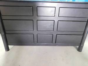 lot 5 image: 9 drawer pine log dresser that was painted black