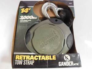 lot 65 image: 14ft 3,000 lb ATV retractable tow strap