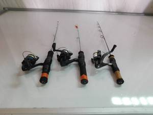 lot 151 image: 3 ice fishing rod and reel combos