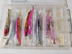 lot 176 image: Plastic fishing tackle box with lures