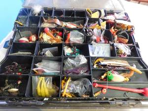 lot 179 image: Plastic Plano phantom tackle with fishing tackle