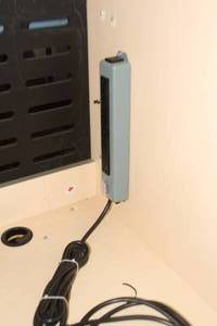 lot 120 image: Rolling Wood  Veneer Audio & Video Equipment Rack Cabinet with Power Strip