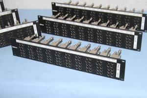 lot 77 image: Lot of 6 Patchbay Panels with HUNDREDS of  Bittree Mini-Weco 2MWTHDS Dual-Body 3GHZ Video Jacks