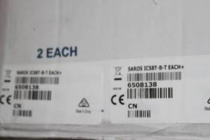 lot 96 image: New in Box - PAIR of Crestron SAROS ICS8T-B-T Black 8 In-Ceiling Sub Woofer Subwoofer Bass Speakers