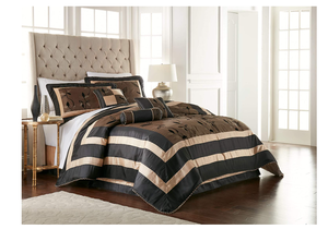 lot 28 image: Brand New Nanshing Pastora Bronze 7-Piece King Bedding Set