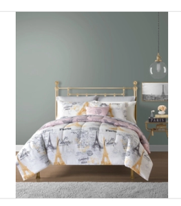 lot 29 image: Brand New Macys Paris 12-Piece King Size Reversible Comforter Bedding Set
