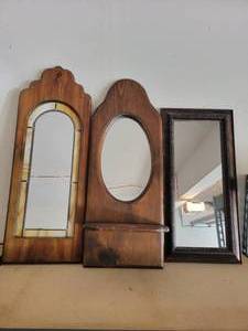 lot 13 image: 3 Beautiful 12 Vintage Framed Mirrors