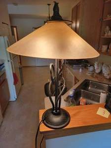 lot 42 image: Gorgeous Vaxcel International Capri Wrought Iron and Glass Lamp 23