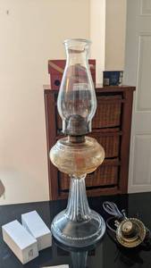 lot 102 image: Vintage Hurricane Lamp-Coverted from Kerosene Lamp