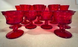 lot 71 image: Fostoria Jamestown Ruby Red Champagne Glass Set