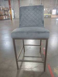 lot 102 image: CREATED FOR MACYs JASON FURNITURE Upholstered Bar Stool With Metal Legs, In Like New Condition. Nice and Comfortable.