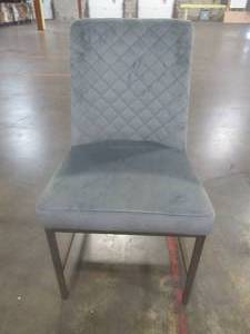 lot 103 image: CREATED FOR MACYs JASON FURNITURE Upholstered Dining Side Chair With Metal Legs, In Like New Condition. Nice and Comfortable.