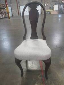lot 105 image: CREATED FOR MACYs KLAUSSNER FURNITURE Upholstered Splat Back Dining Arm Chair - MISSING ARMS, In Like New Condition. Nice and Comfortable.