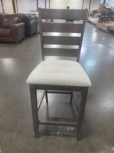 lot 106 image: CREATED FOR MACYs JGW FURNITURE Upholstered Horizontal Slat Back Bar Stool. In Like New Condition. Nice and Comfortable.