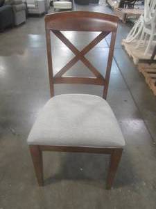 lot 108 image: CREATED FOR MACYs LEGACY CLASSIC FURNITURE Upholstered Dining Cross-back Side Chair. In Like New Condition. Nice and Comfortable.