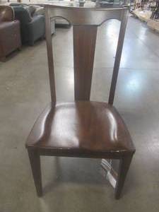 lot 110 image: CREATED FOR MACYs HOOKER FURNITURE Wooden Dining Splat-back, Saddle Seat Side Chair. In Like New Condition. Nice and Comfortable.