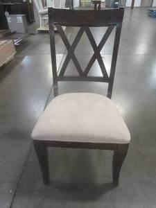 lot 120 image: CREATED FOR MACYs LEGACY CLASSIC FURNITURE Upholstered Dining Cross-Back, Side Chair. In Like New Condition. Nice and Comfortable.
