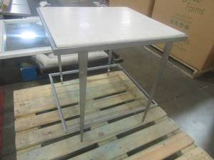 lot 127 image: CREATED FOR MACYs RIVERSIDE FURNITURE Metal Side Table With Marble Top (MISSING BOTTOM MARBLE SHELF) Approximate Dimensions 24 x 26 x 24 Tall.