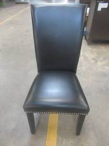 lot 136 image: CREATED FOR MACYs STEVE SILVER FURNITURE High-Back Leather Side Chair.