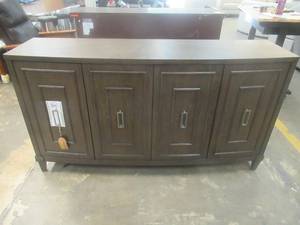 lot 145 image: CREATED FOR MACYs RIVERSIDE FURNITURE SOLID WOOD 4 Door Entertainment Stand With Adjustable Shelves.  Approximate Dimensions 70 x 19 x 38 12 Tall.