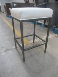 lot 133 image: CREATED FOR MACYs TIMBER INDUSTRIES FURNITURE Stool With Metal Legs and upholstered seat, 26 Tall.