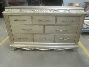 lot 169 image: CREATED FOR MACYs HOOKER FURNITURE SOLID WOOD Zarina 8 Drawer Dresser With 3 Cedar Box Bottom Drawers. Approximate Dimensions 68 x 20 x 42 Tall.