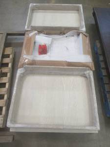 lot 190 image: CREATED FOR MACYs FURNITURE, Wooden Table in Whitewash Finish, Looks to be complete. Cracked Top (see photos). Approximate Dimensions 84 X 42 X 31 Tall. Leaf is 22.
