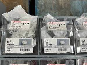 6 TRAY BIN ASSORTED PLASTIC FITTINGS