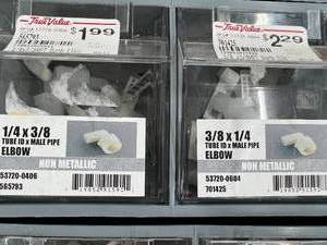 6 TRAY BIN ASSORTED PLASTIC FITTINGS