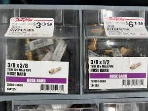 6 TRAY BIN ASSORTED BRASS FITTINGS