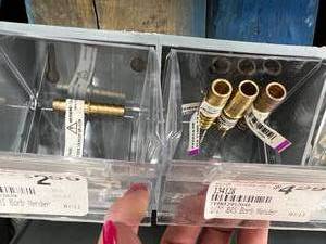 6 TRAY BIN ASSORTED BRASS FITTINGS
