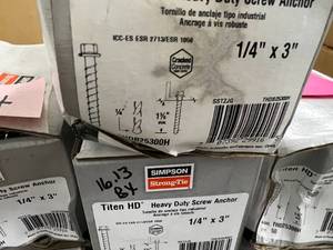 4 BOXES 14X3 HEAVY DUTY SCREW ANCHORS