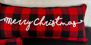 Collection of Lovely Holiday Decorative Items including Throw Pillows and Coordinating Blanket