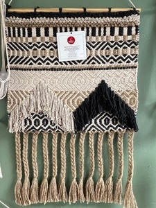 Coordinating Set of Lovely Wall Weavings including a Pair of Plant Holders