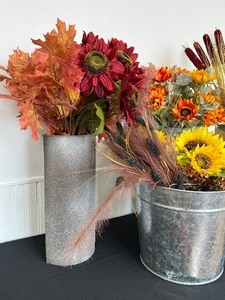 Array of Fall Colored Faux Floral Items