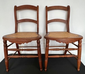 Pair of Vintage Chairs with Caned Seating