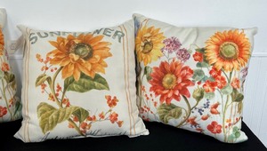 Set of Four Coordinating Sunflower Themed IndoorOutdoor Throw Pillows