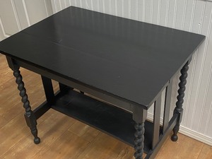 Vintage Painted Library Table with Spindle Legs