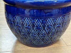 Pair of Blue Ceramic Planters