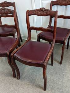 Vintage Carved Rose Back Chair Set